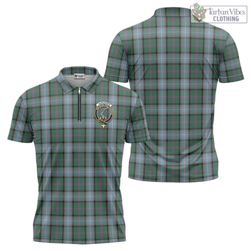 Alexander of Menstry Hunting Tartan Zipper Polo Shirt with Family Crest
