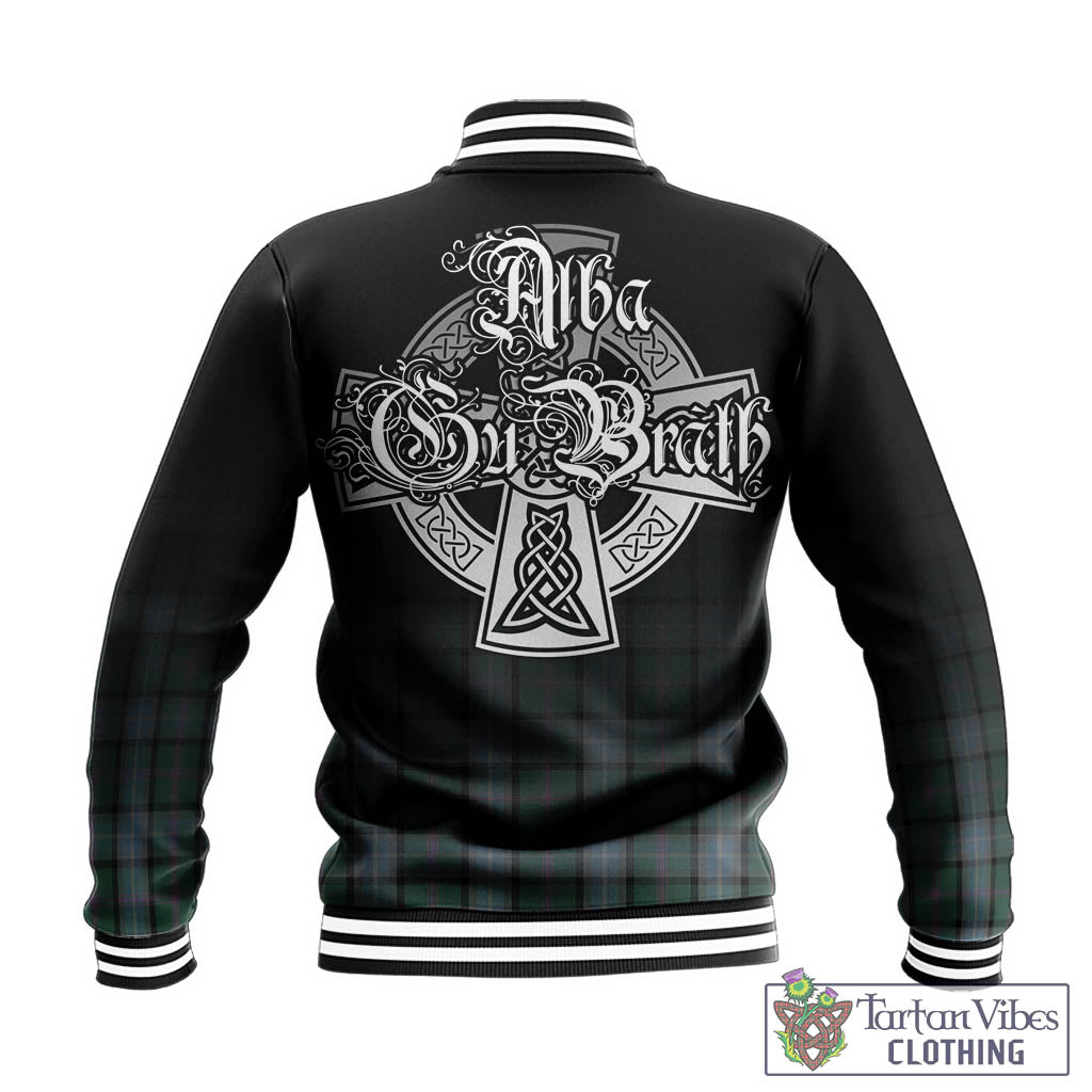 Tartan Vibes Clothing Alexander of Menstry Hunting Tartan Baseball Jacket Featuring Alba Gu Brath Family Crest Celtic Inspired