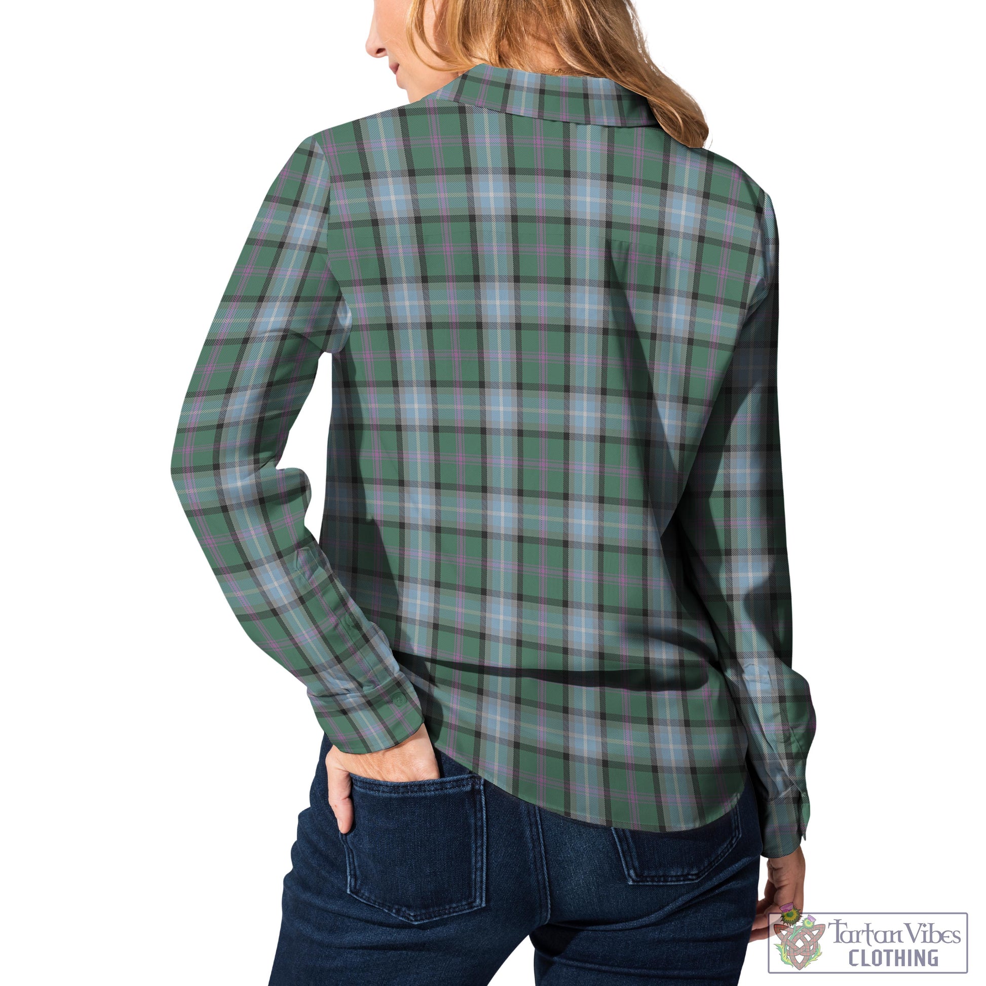 Tartan Vibes Clothing Alexander of Menstry Hunting Tartan Womens Casual Shirt with Family Crest