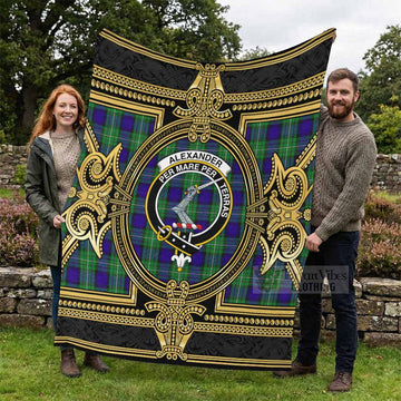 Alexander Scottish Tartan Crest Blanket Royal Stylized