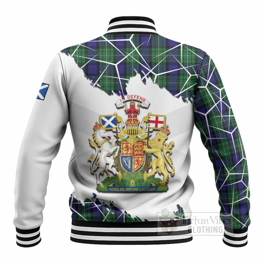 Alexander Tartan Baseball Jacket with Family Crest and Lion Rampant Grunge Style