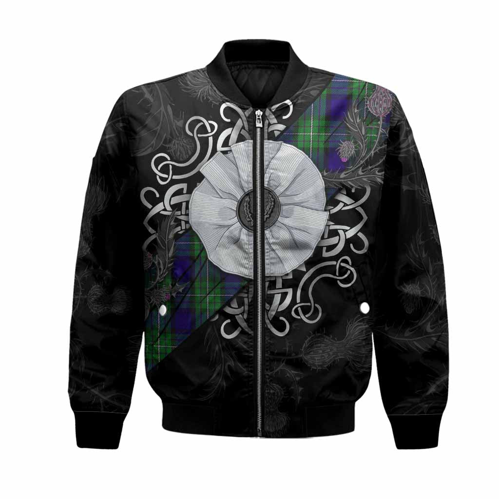 Alexander Tartan Bomber Jacket Jacobite White Rose Unisex Black - Tartan Vibes Clothing