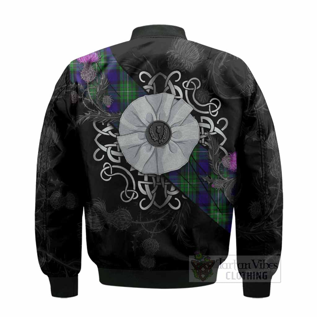 Alexander Tartan Bomber Jacket Jacobite White Rose - Tartan Vibes Clothing