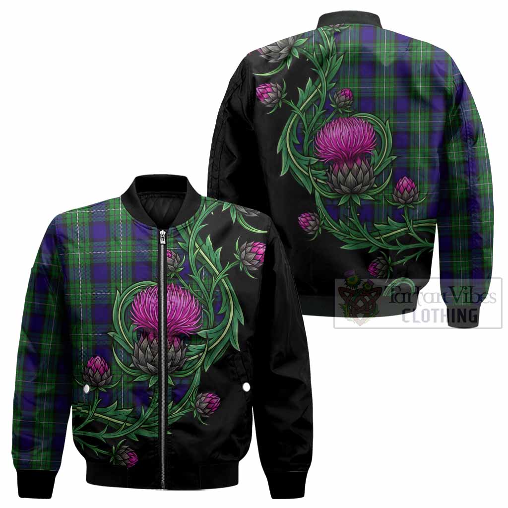 Alexander Tartan Bomber Jacket Resilient Scottish Thistle - Tartan Vibes Clothing