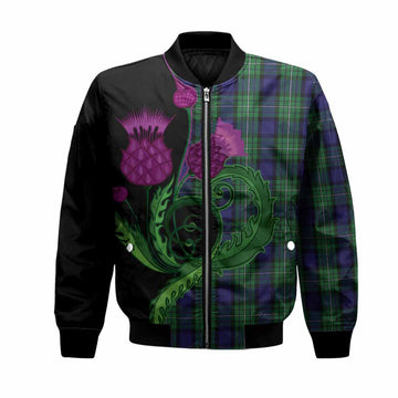 Alexander Tartan Bomber Jacket Traditional Scottish Thistle