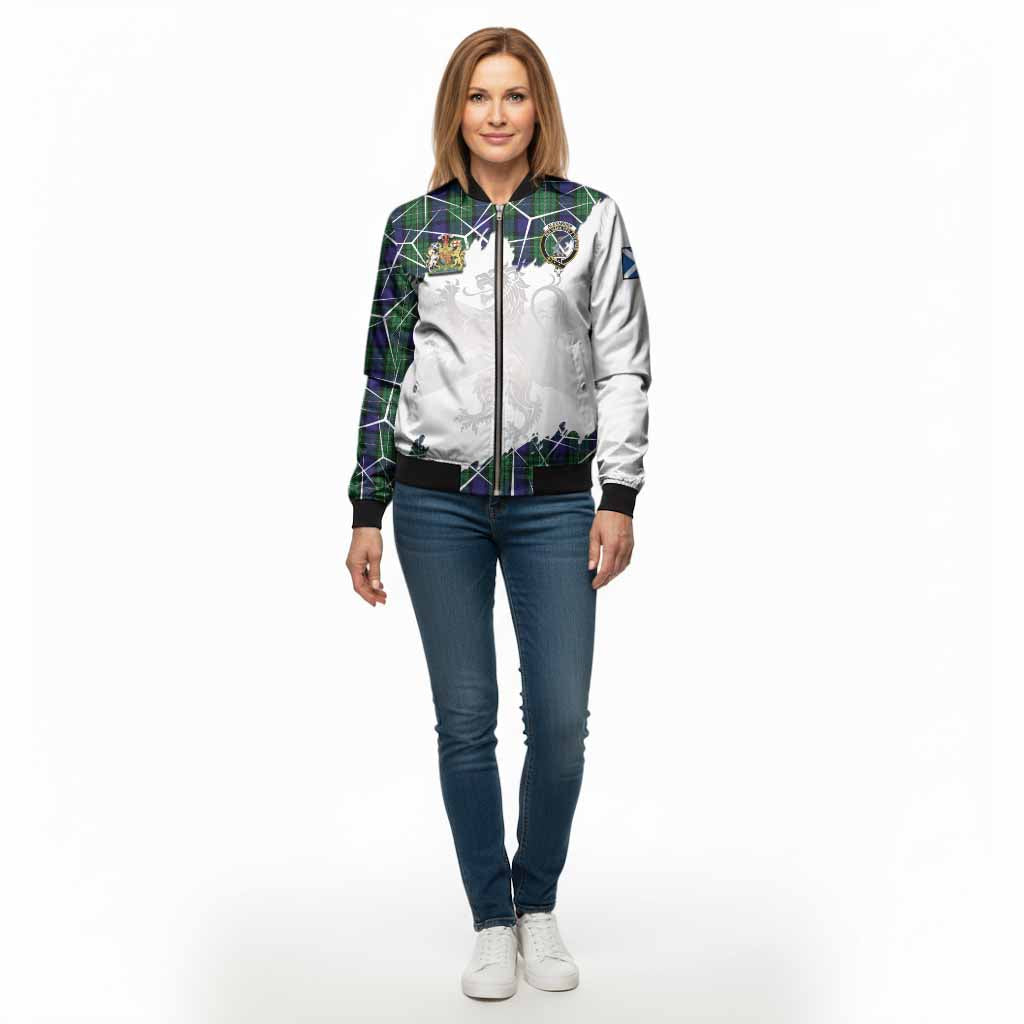 Alexander Tartan Bomber Jacket with Family Crest and Lion Rampant Grunge Style