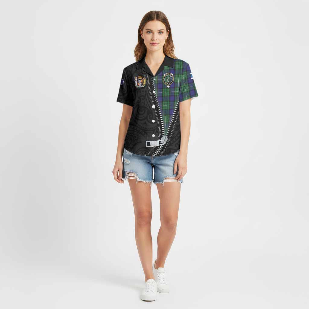 Alexander Tartan Cotton Hawaiian Shirt New Zealand Pattern Unique Zipper Stylized