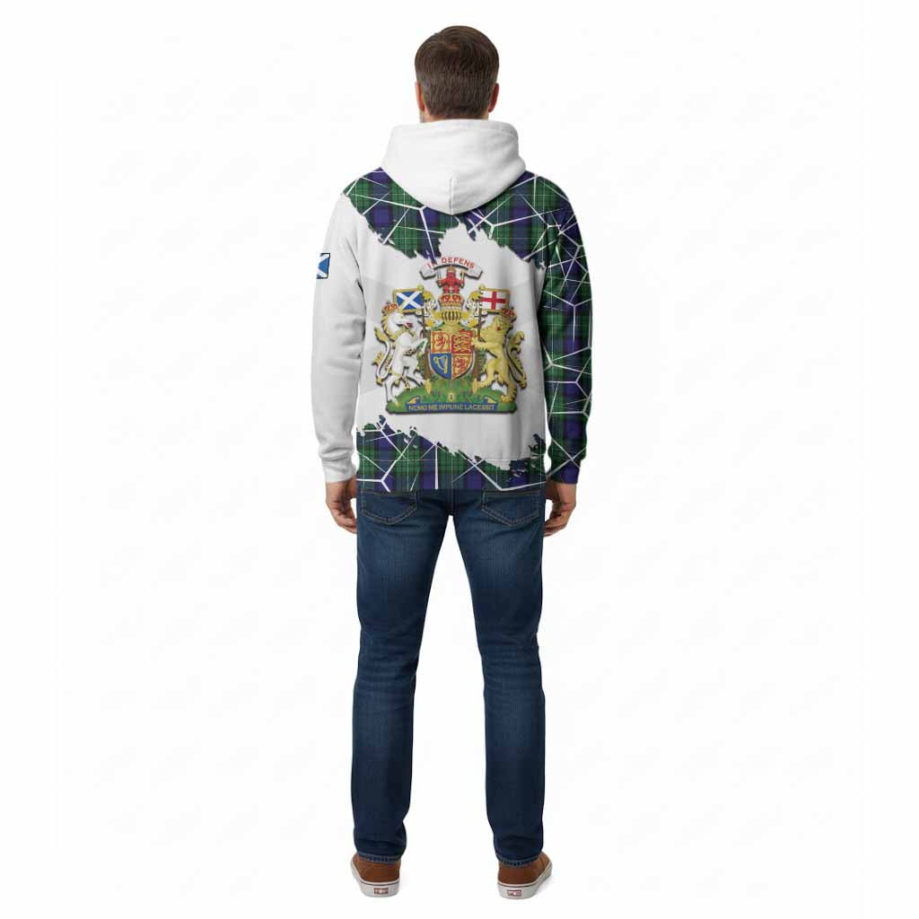 Alexander Tartan Cotton Hoodie with Family Crest and Lion Rampant Grunge Style