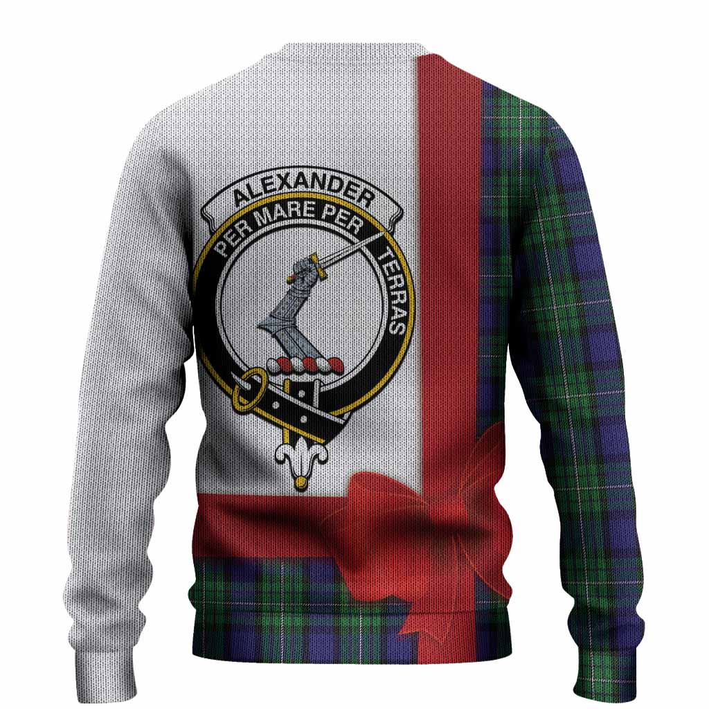 Alexander Tartan Crest Christmas Christmas Ugly Sweater Highland Cow Bagpipes Coquette Bow Style