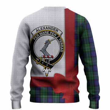 Alexander Tartan Crest Christmas Christmas Ugly Sweater Highland Cow Bagpipes Coquette Bow Style