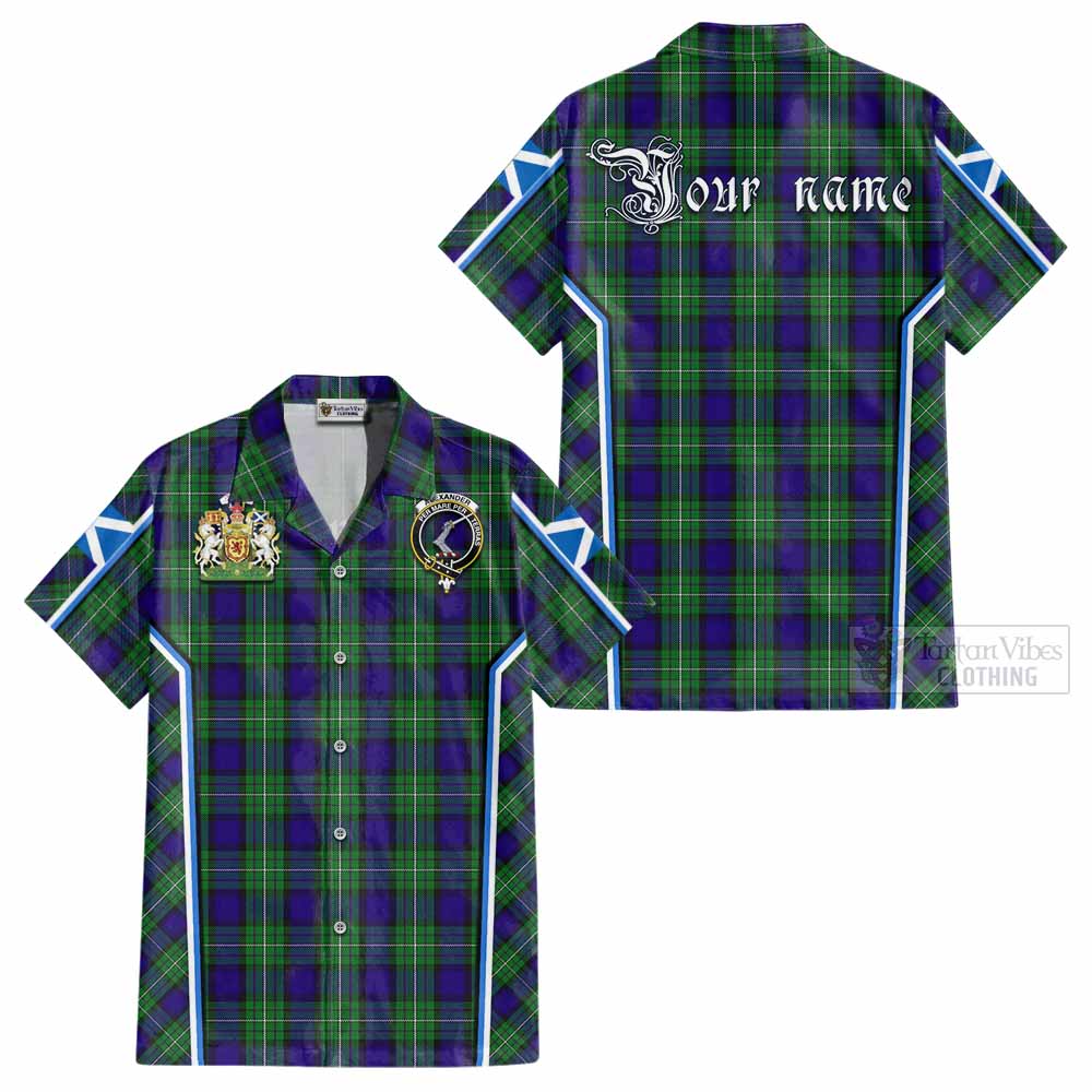 Alexander Tartan Crest Cotton Hawaiian Shirt Scotland Coat of Arm Flag Style - Tartan Vibes Clothing