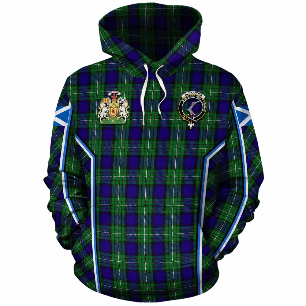 Alexander Tartan Crest Cotton Hoodie Scotland Coat of Arm Flag Style - Tartan Vibes Clothing