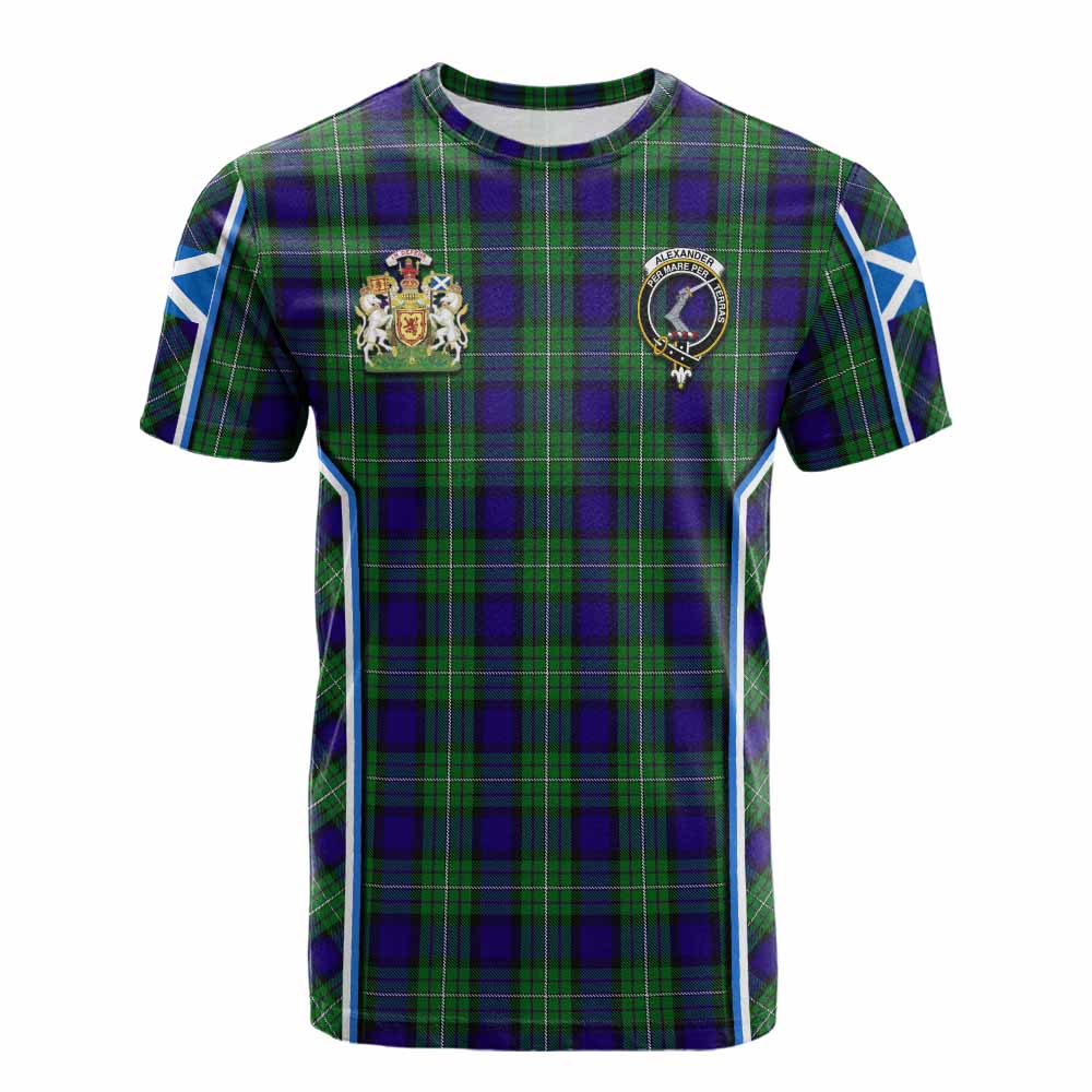 Alexander Tartan Crest Cotton T-shirt Scotland Coat of Arm Flag Style - Tartan Vibes Clothing