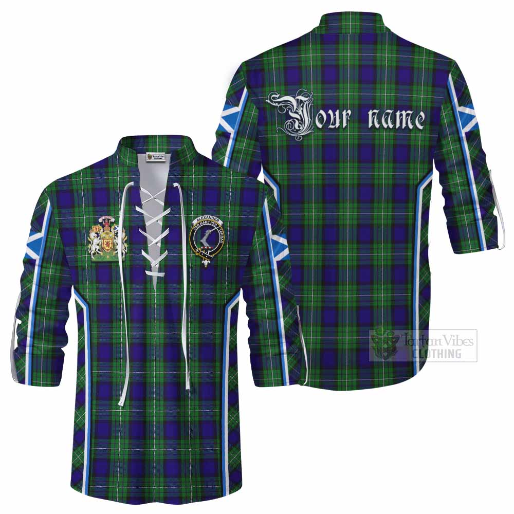 Alexander Tartan Crest Ghillie Kilt Shirt Scotland Coat of Arm Flag Style - Tartan Vibes Clothing