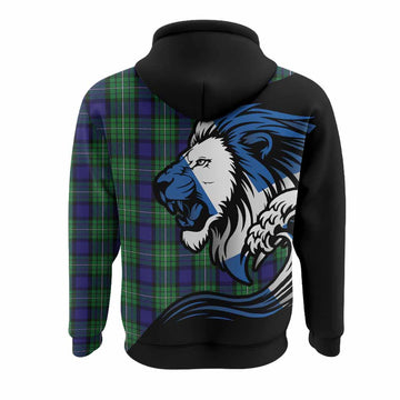 Alexander Tartan Crest Hoodie Scottish Golden Lions Wave Flow