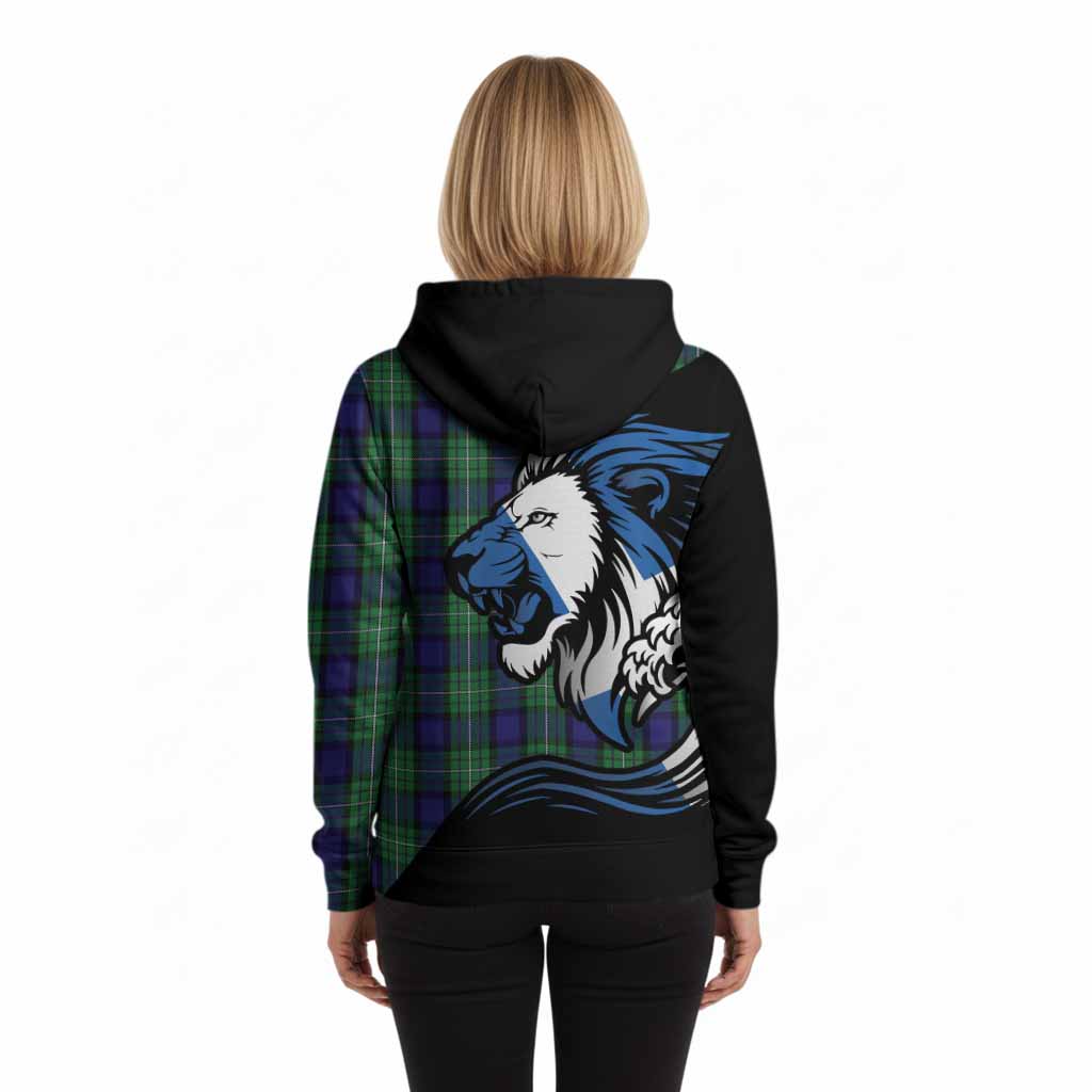 Alexander Tartan Crest Hoodie Scottish Golden Lions Wave Flow