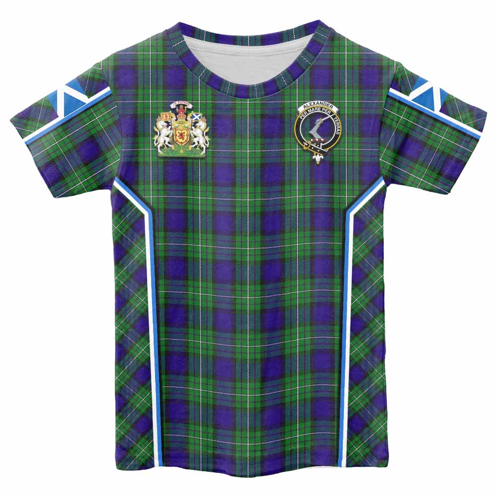 Alexander Tartan Crest Kid T-shirt Scotland Coat of Arm Flag Style - Tartan Vibes Clothing