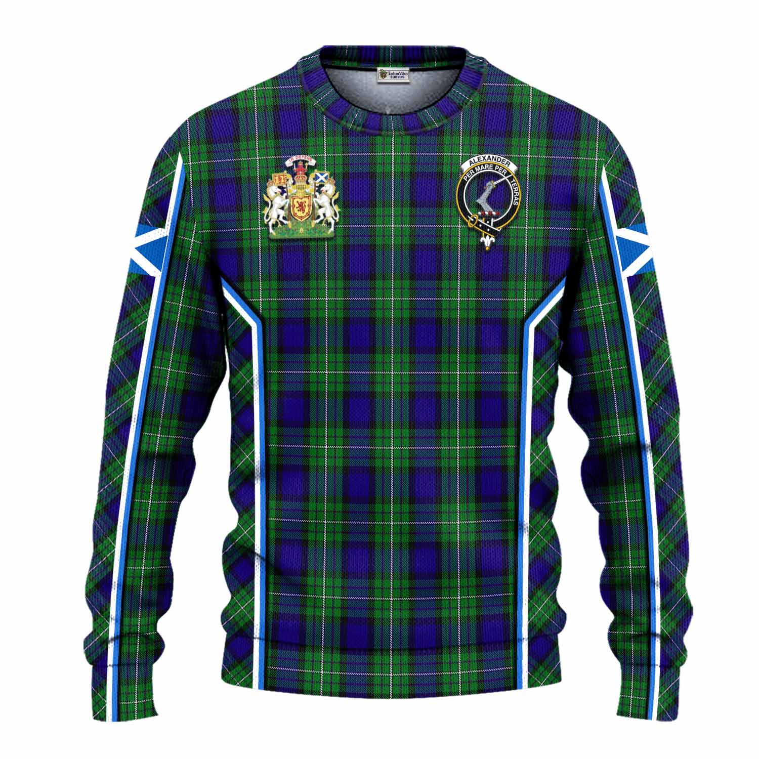 Alexander Tartan Crest Knitted Sweater Scotland Coat of Arm Flag Style - Tartan Vibes Clothing