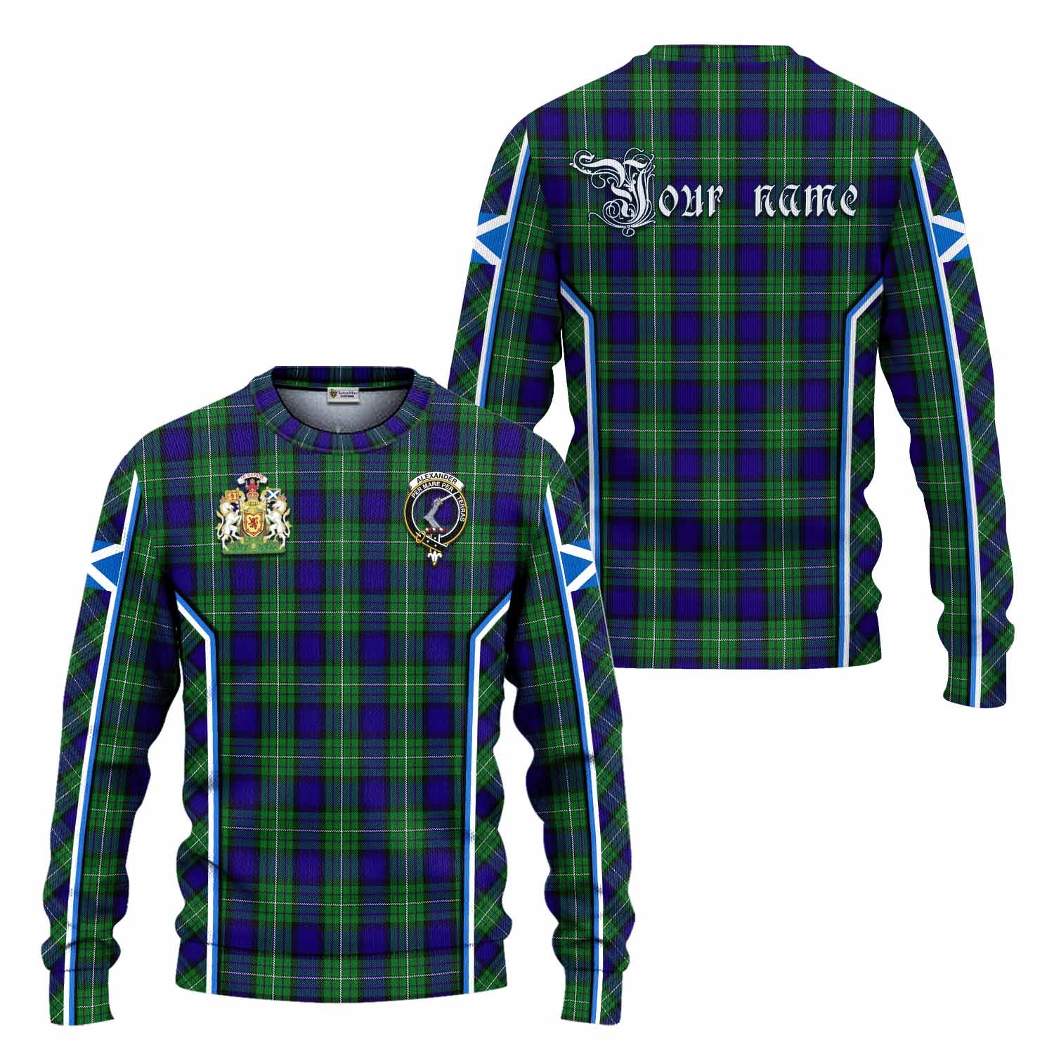 Alexander Tartan Crest Knitted Sweater Scotland Coat of Arm Flag Style - Tartan Vibes Clothing