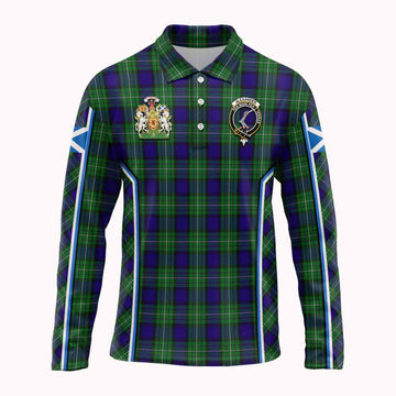 Alexander Tartan Crest Long Sleeve Polo Shirt Scotland Coat of Arm Flag Style - Tartan Vibes Clothing