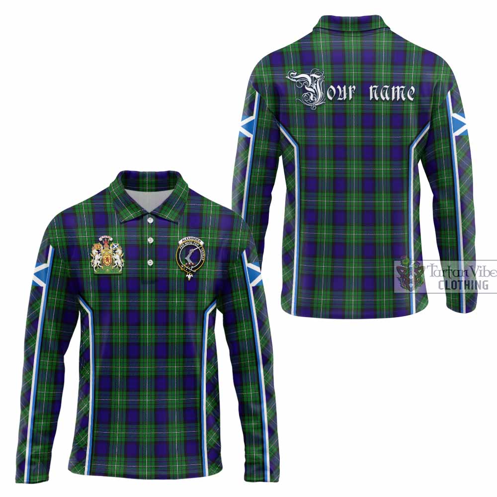 Alexander Tartan Crest Long Sleeve Polo Shirt Scotland Coat of Arm Flag Style - Tartan Vibes Clothing
