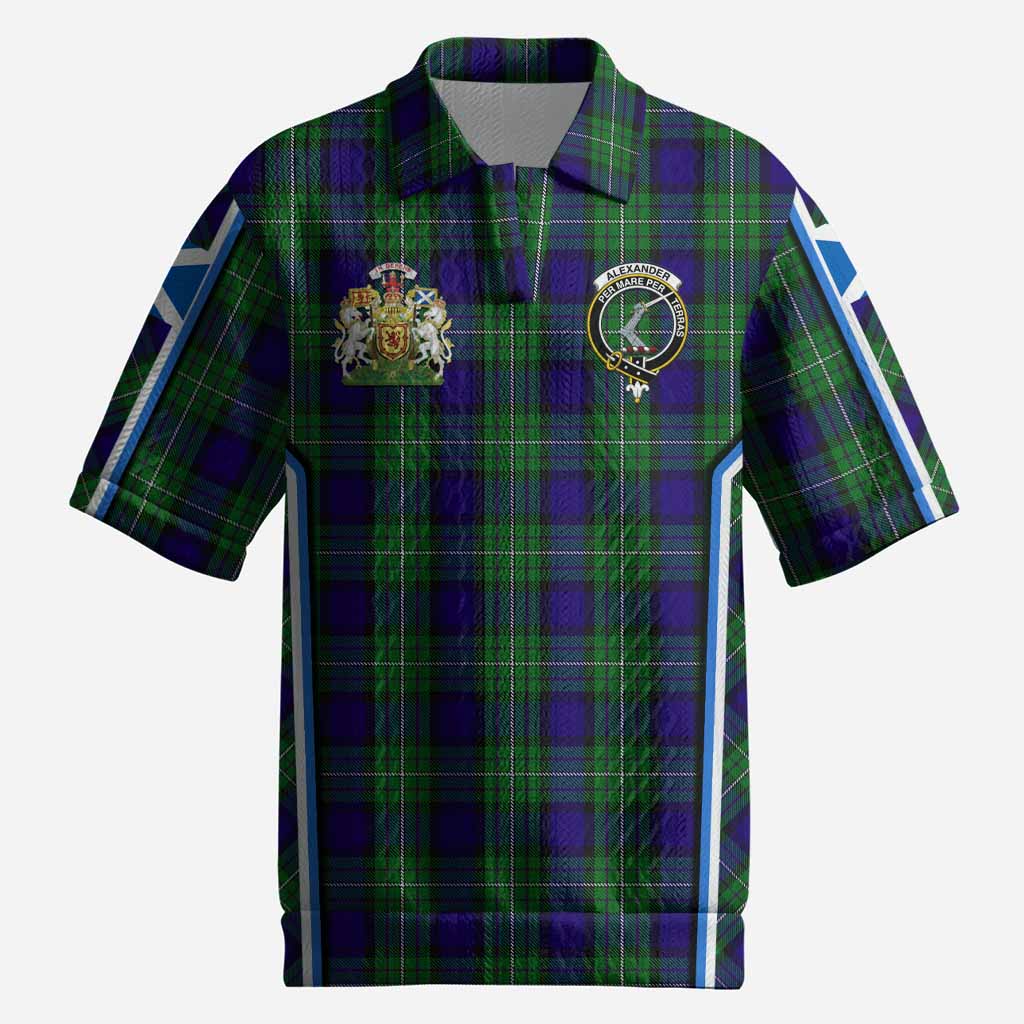 Alexander Tartan Crest Men’s Polo Sweater Top Scotland Coat of Arm Flag Style