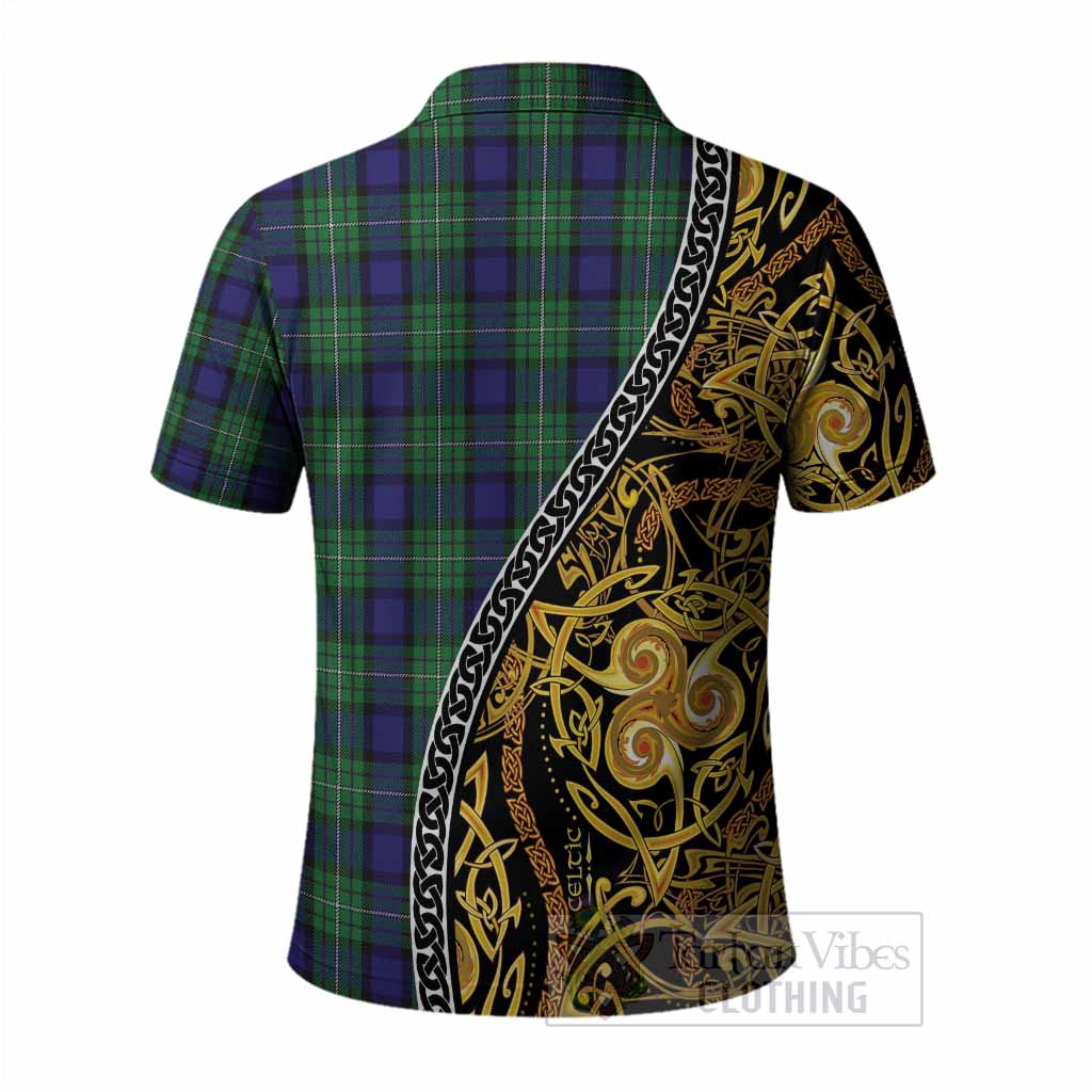 Alexander Tartan Crest Polo Shirt Celtic Knot and Triple Trickle Spiral Symbols