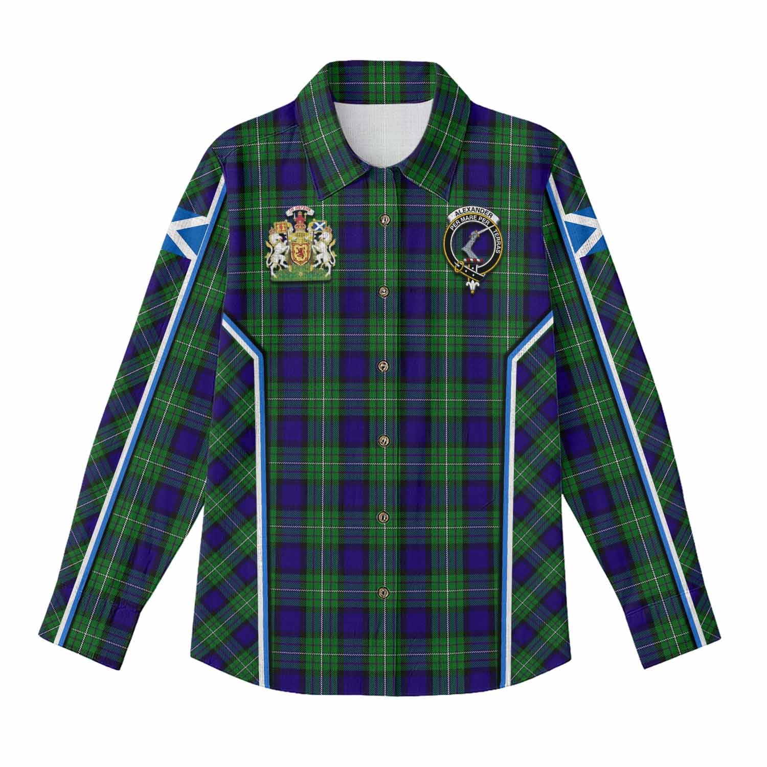 Alexander Tartan Crest Women Casual Shirt Scotland Coat of Arm Flag Style - Tartan Vibes Clothing