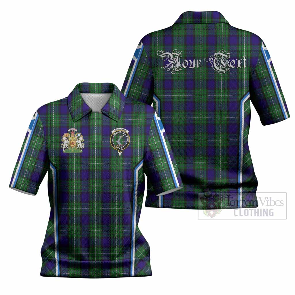 Alexander Tartan Crest Women’s Polo Sweater Top Scotland Coat of Arm Flag Style