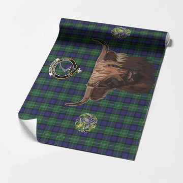Alexander Tartan Crest Wrapping Paper Scotland Heilan Coo Tartan Seamless Style