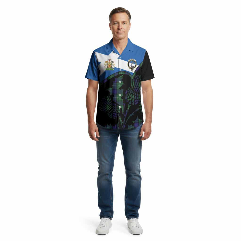 Alexander Tartan Family Crest Cotton Hawaiian Shirt Scotland Thistle Floral Flag Style