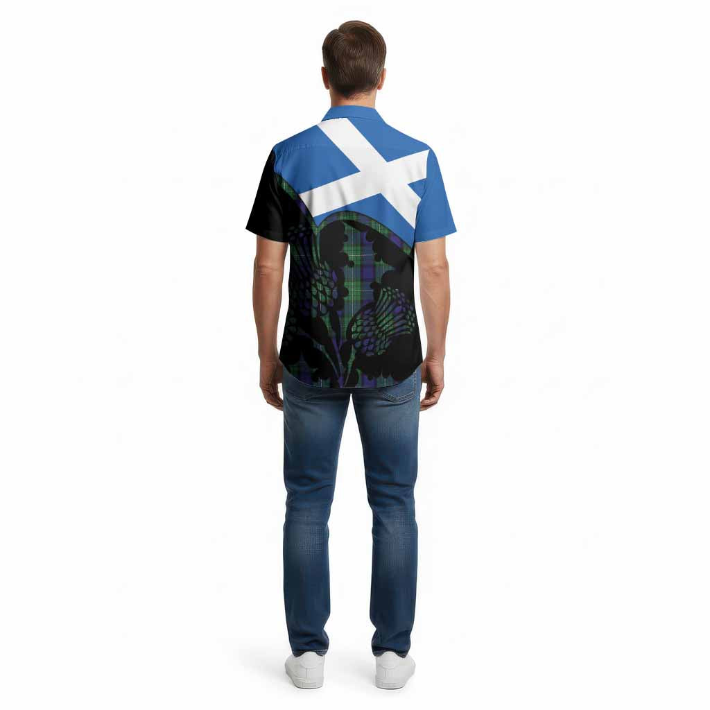Alexander Tartan Family Crest Cotton Hawaiian Shirt Scotland Thistle Floral Flag Style