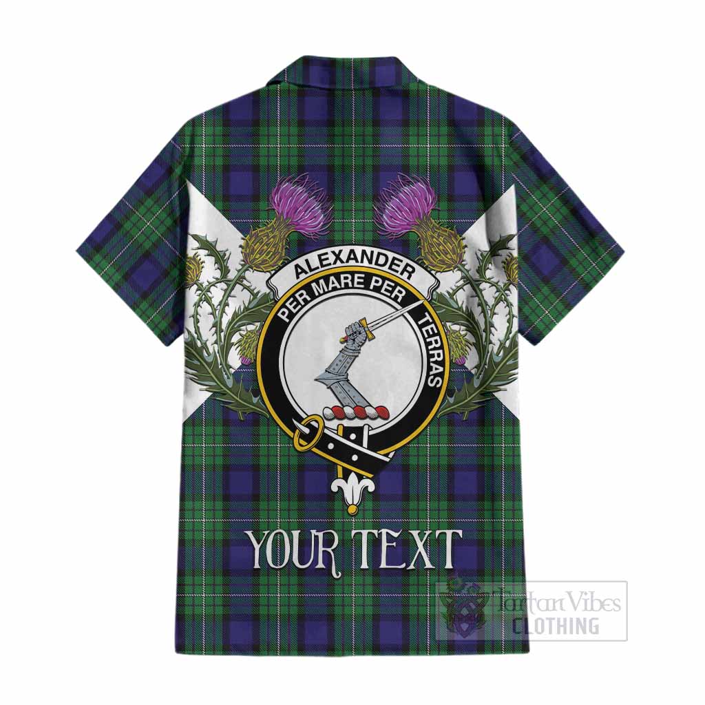 Alexander Tartan Family Crest Cotton Hawaiian Shirt Scottish Burns Night Thistle Floral