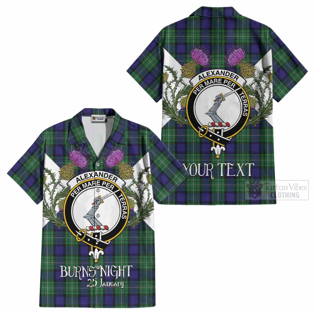Alexander Tartan Family Crest Cotton Hawaiian Shirt Scottish Burns Night Thistle Floral