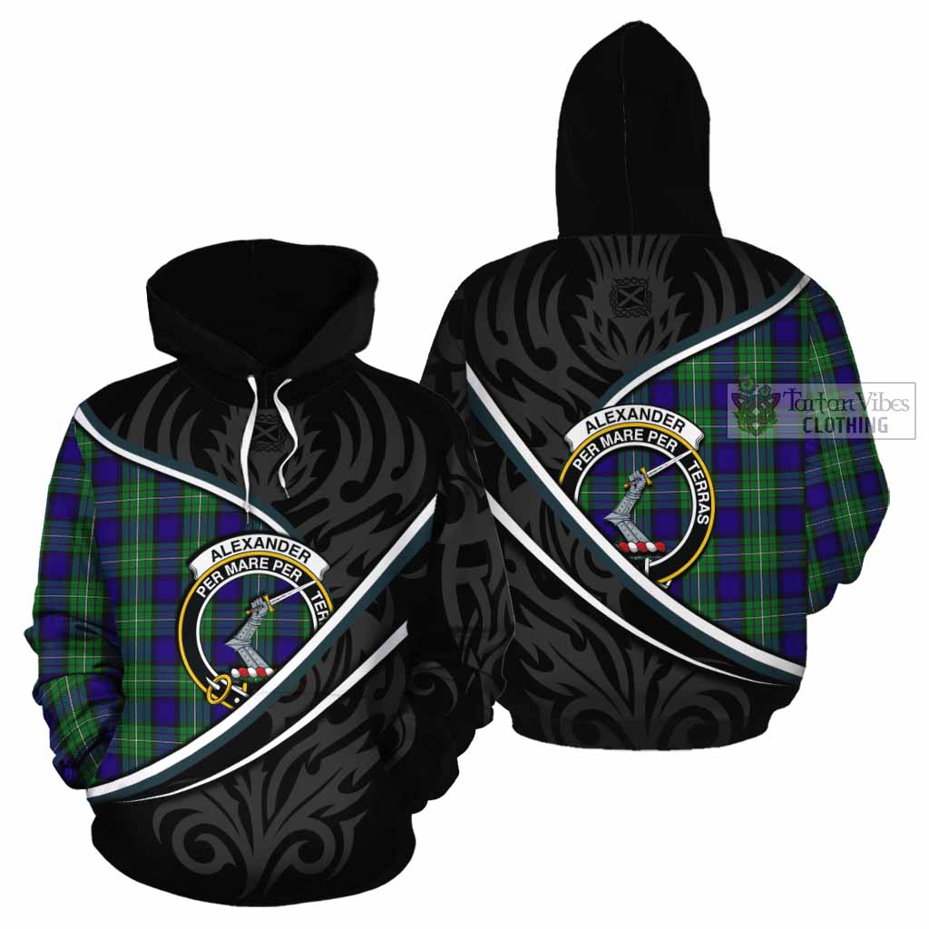 Alexander Tartan Family Crest Cotton Hoodie Celtic Scottish Thistle Floral - Tartan Vibes Clothing