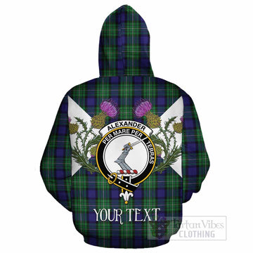 Alexander Tartan Family Crest Cotton Hoodie Scottish Burns Night Thistle Floral