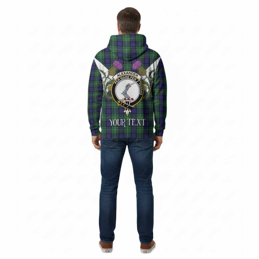Alexander Tartan Family Crest Cotton Hoodie Scottish Burns Night Thistle Floral