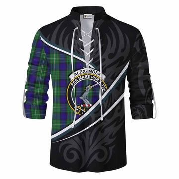 Alexander Tartan Family Crest Ghillie Kilt Shirt Celtic Scottish Thistle Floral - Tartan Vibes Clothing