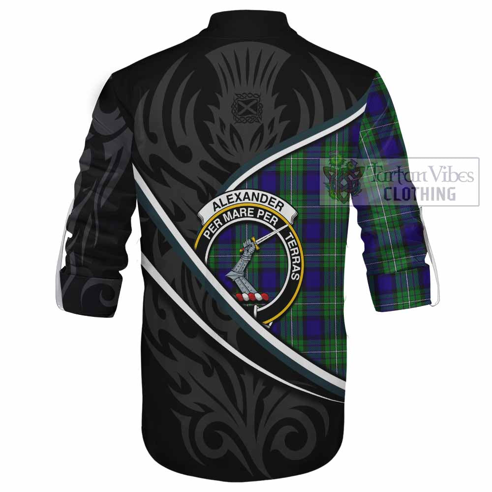 Alexander Tartan Family Crest Ghillie Kilt Shirt Celtic Scottish Thistle Floral - Tartan Vibes Clothing