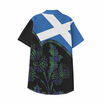 Alexander Tartan Family Crest Kid Hawaiian Shirt Scotland Thistle Floral Flag Style