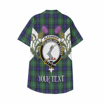 Alexander Tartan Family Crest Kid Hawaiian Shirt Scottish Burns Night Thistle Floral