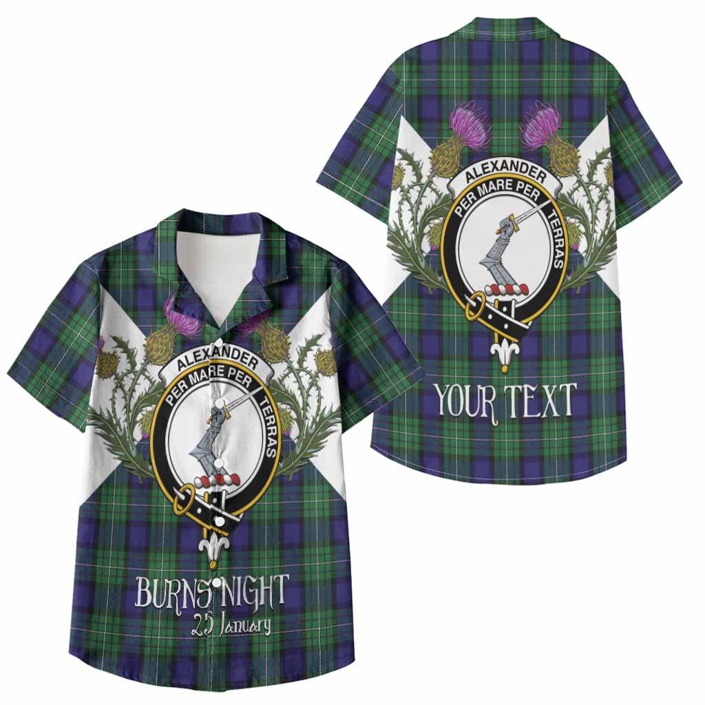 Alexander Tartan Family Crest Kid Hawaiian Shirt Scottish Burns Night Thistle Floral