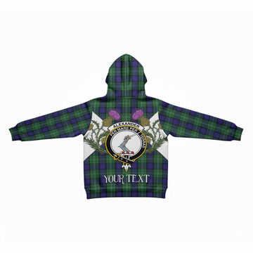 Alexander Tartan Family Crest Kid Hoodie Scottish Burns Night Thistle Floral