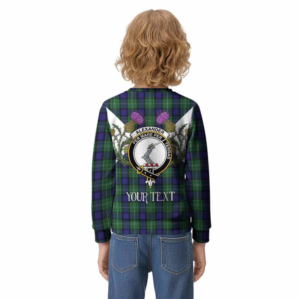 Alexander Tartan Family Crest Kid Knitted Sweatshirt Scottish Burns Night Thistle Floral