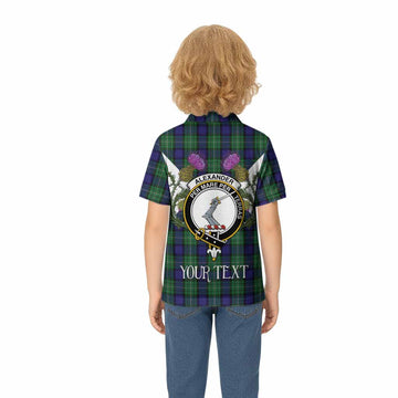 Alexander Tartan Family Crest Kid Polo Shirt Scottish Burns Night Thistle Floral