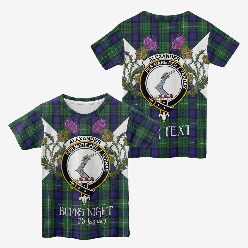 Alexander Tartan Family Crest Kid T-shirt Scottish Burns Night Thistle Floral