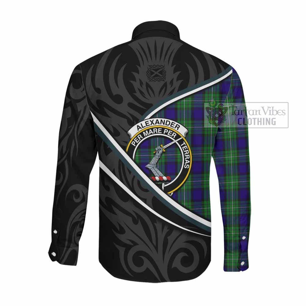 Alexander Tartan Family Crest Long Sleeve Button Shirts Celtic Scottish Thistle Floral - Tartan Vibes Clothing