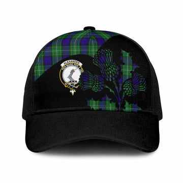 Alexander Tartan Family Crest Mesh Trucker Cap Scotland Thistle Floral Flag Style