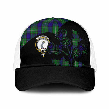 Alexander Tartan Family Crest Mesh Trucker Cap Scotland Thistle Floral Flag Style