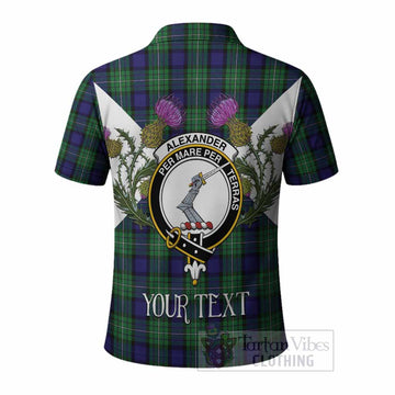 Alexander Tartan Family Crest Polo Shirt Scottish Burns Night Thistle Floral